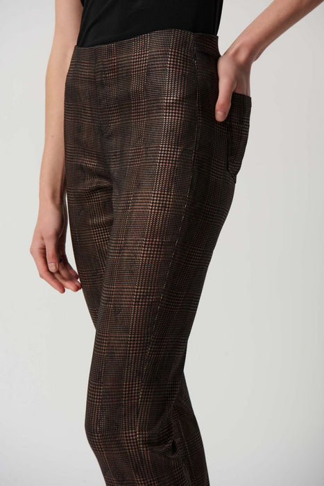 Joseph Ribkoff Black/Bronze Houndstooth Pull On Skinny Ankle Pants 234925