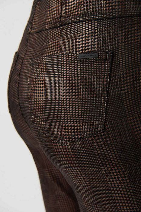 Joseph Ribkoff Black/Bronze Houndstooth Pull On Skinny Ankle Pants 234925