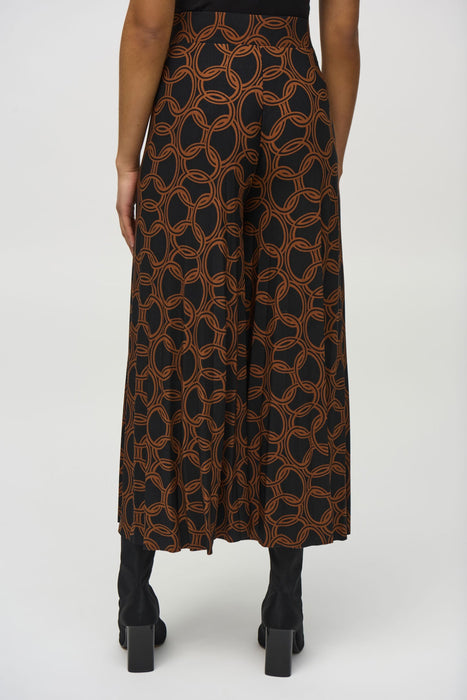 Joseph Ribkoff Black/Chestnut Chain Print Culotte Pants 244049