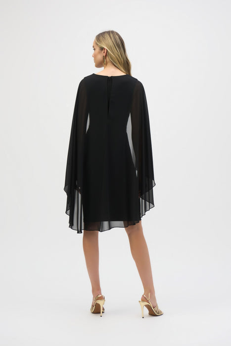 Joseph Ribkoff Chiffon Cape V-Neck Sheath Dress 243701