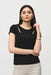 Joseph Ribkoff Style 241245 Black Cutout Detail Short Sleeve T-Shirt Top