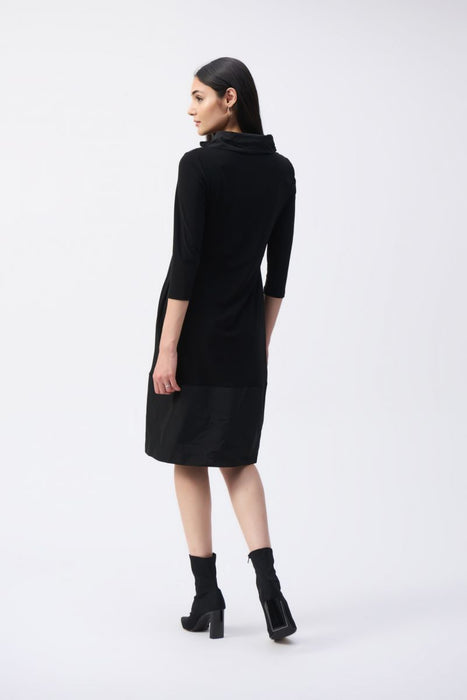 Joseph Ribkoff Black Drawstring Cowl Neck Shift Dress 243030