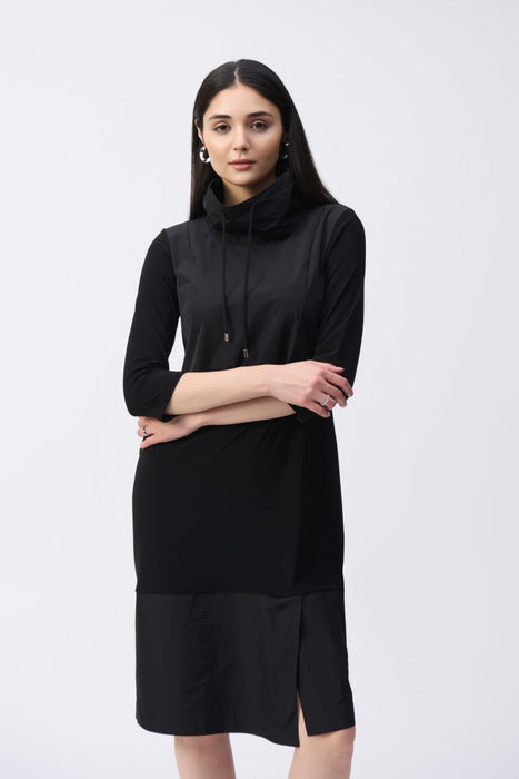 Joseph Ribkoff Black Drawstring Cowl Neck Shift Dress 243030