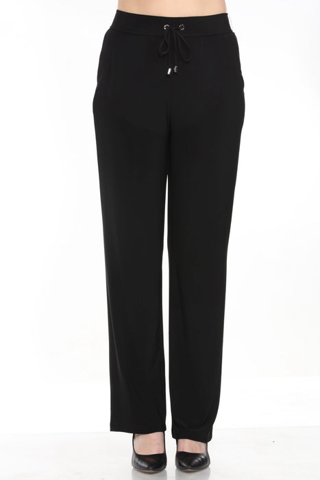 Joseph Ribkoff Style 243202 Black Drawstring High Rise Relaxed Straight Pants