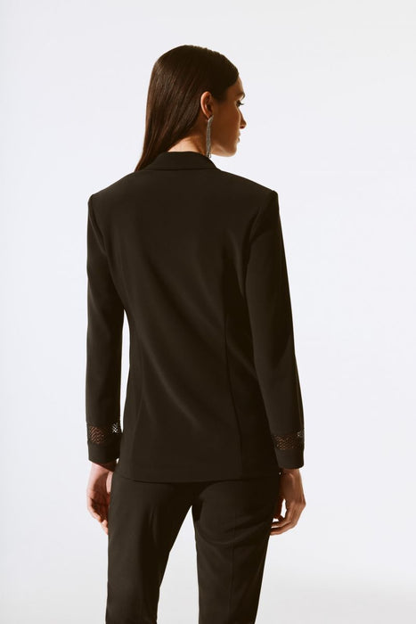 Joseph Ribkoff Black Embellished Mesh Insert Blazer Jacket 243752