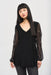 Joseph Ribkoff Style 243132 Black Embellished Mesh Puff Sleeve V-Neck Tunic Top