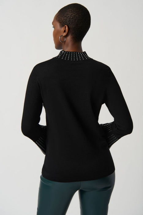 Joseph Ribkoff Embellished Mock Neck Bell Sleeve Sweater Top 234920