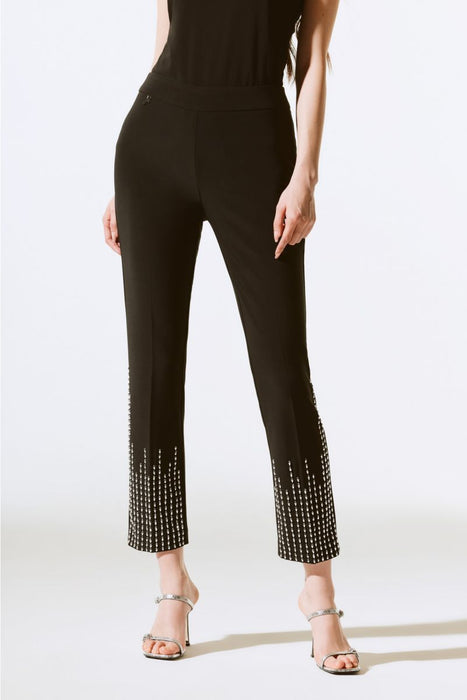 Joseph Ribkoff Style 243732 Black Embellished Pull-On Cropped Pants