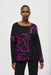 Joseph Ribkoff 243971 
 Black/Empress Abstract Print Boat Neck Long Sleeves Top 