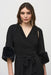 Joseph Ribkoff Style 244914 Black Faux Fur Cuff Bolero Jacket