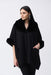 Joseph Ribkoff Style 243930 Black Faux Fur Trim 3/4 Sleeve Oversized Cape