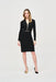 Joseph Ribkoff Style 243274 Black Faux Leather Trim Long Sleeve Sheath Dress