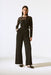 Joseph Ribkoff Style 243763 Black Floral Sequined Mesh Long Sleeve Jumpsuit