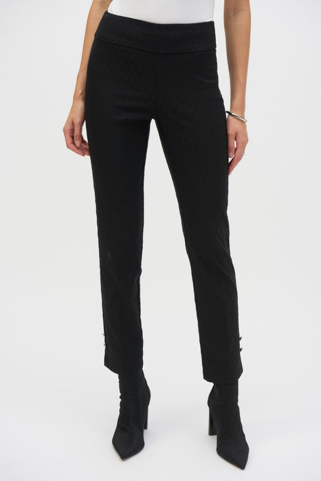 Joseph Ribkoff Style 243129 Black Geometric Textured Pull On Ankle Pants