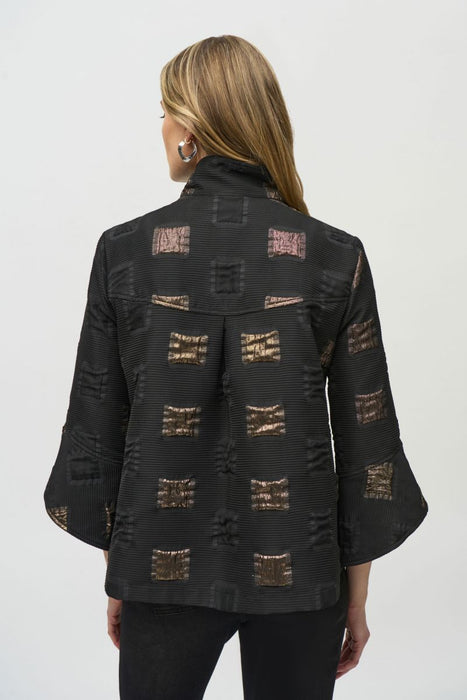 Joseph Ribkoff Black/Gold Geometric Print Trapeze Jacket 244205