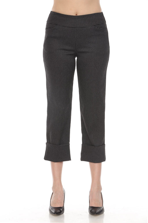 Joseph Ribkoff Style 243262 Black/Grey Check Pull On Roll Up Cropped Pants