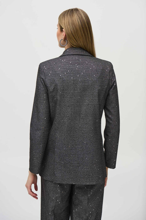 Joseph Ribkoff Black/Grey Sequined Houndstooth Blazer Jacket 244031