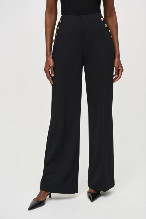 Joseph Ribkoff Style 243046 Black High Rise Classic Wide-Leg Trouser Pants