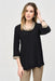 Joseph Ribkoff Style 243163 Black/Java Contrast Trim Cowl Neck Raglan Sleeve Tunic Top