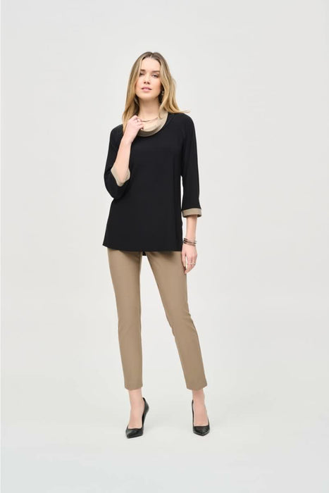 Joseph Ribkoff Contrast Trim Cowl Neck Tunic Top 243163