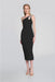 Joseph Ribkoff Style 242708 Black Keyhole Embellished One-Shoulder Midi Sheath Dress