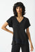 Joseph Ribkoff Style 242132 Black Lace Trim Overlap Front V-Neck Top