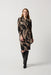 Joseph Ribkoff Style 234123 Black/Latte Abstract Print Faux Wrap Sheath Dress