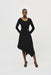 Joseph Ribkoff Style 243153 Black Long Sleeve Asymmetric Midi Fit And Flare Dress