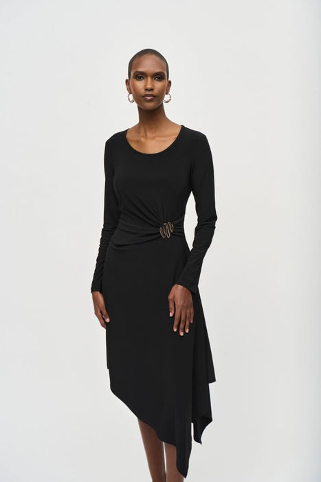 Joseph Ribkoff Long Sleeve Asymmetric Midi Fit And Flare Dress 243153