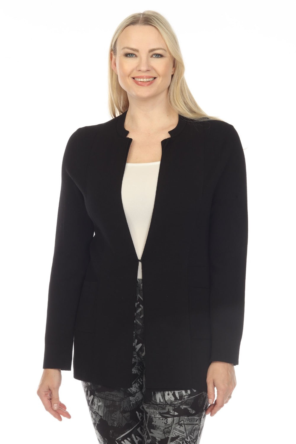 Joseph Ribkoff Black Long Sleeve Knit Cover-Up Jacket 233975