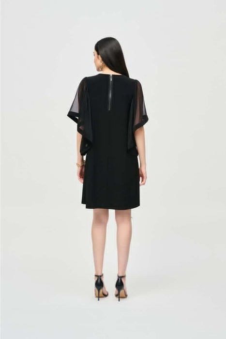 Joseph Ribkoff Black Mesh Butterfly Bell Sleeve Dress 243272