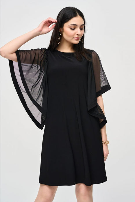 Joseph Ribkoff Black Mesh Butterfly Bell Sleeve Dress 243272