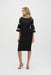 Joseph Ribkoff Style 243733 Black Mesh Insert Bell Sleeve Sheath Dress