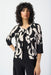 Joseph Ribkoff Style 241223 Black/Moonstone Geometric Print Cropped Swing Jacket