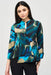 Joseph Ribkoff 243328 Black/Multi Abstract Print Asymmetric Swing Jacket