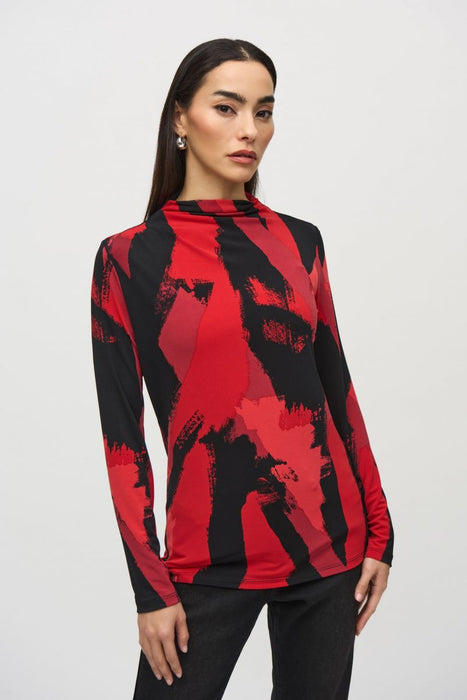 Joseph Ribkoff Style 244233 Black/Multi Brushstroke Print Long Sleeve Top