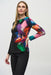 Joseph Ribkoff Style 244073 Black/Multi Brushstroke Print Ruched Long Sleeve Top