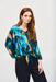 Joseph Ribkoff Style 243102 Black/Multi Brushstroke Print Tie Front Satin Top