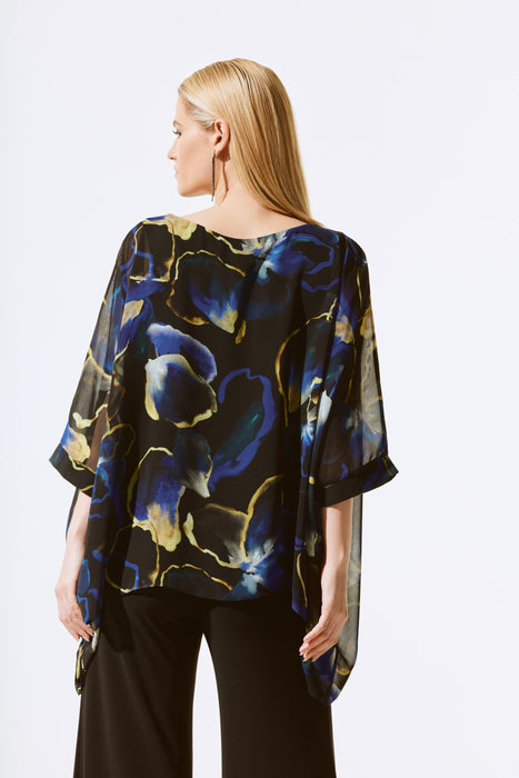 Joseph Ribkoff Black/Multi Floral Chiffon Poncho Top 243787