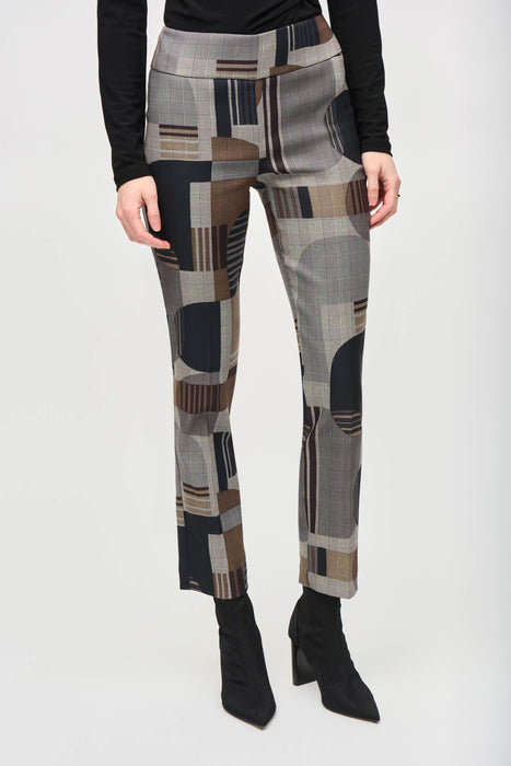 Joseph Ribkoff Style 243299 Black/Multi Plaid Geometric Pull-On Straight Ankle Pants