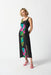 Joseph Ribkoff Style 242163 Black/Multi Tropical Print Sleeveless Front Slit Maxi Dress