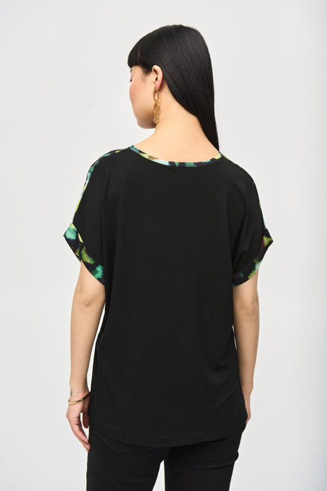 Joseph Ribkoff Black/Multi Watercolor Dolman Sleeve Top 243938