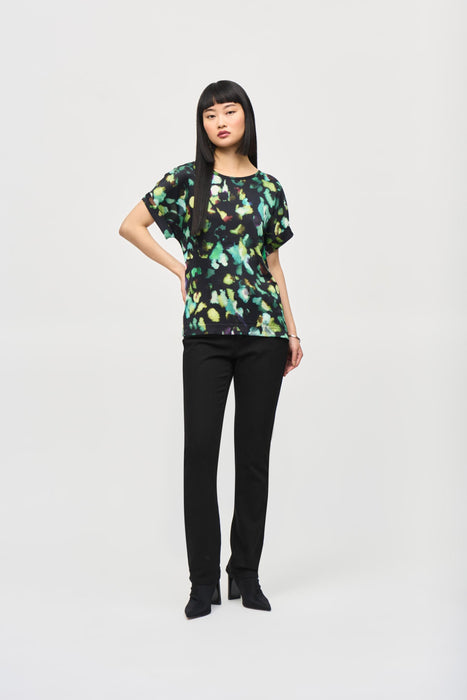 Joseph Ribkoff Black/Multi Watercolor Dolman Sleeve Top 243938