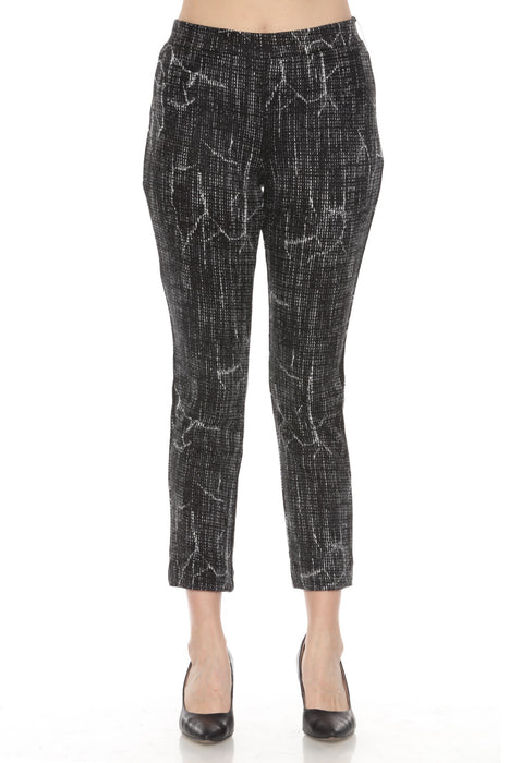 Joseph Ribkoff Style 243305 Black/Off-White Abstract Jacquard Knit Slim Pants