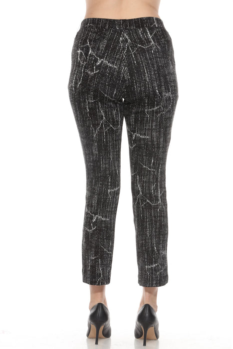 Joseph Ribkoff Black/Off-White Abstract Jacquard Knit Slim Pants 243305