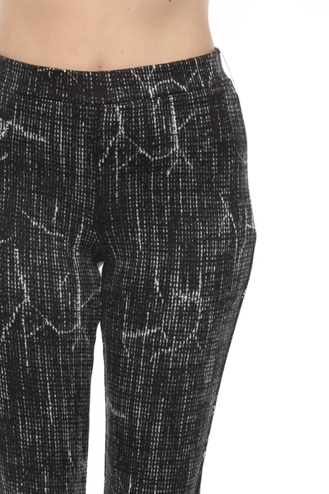 Joseph Ribkoff Black/Off-White Abstract Jacquard Knit Slim Pants 243305