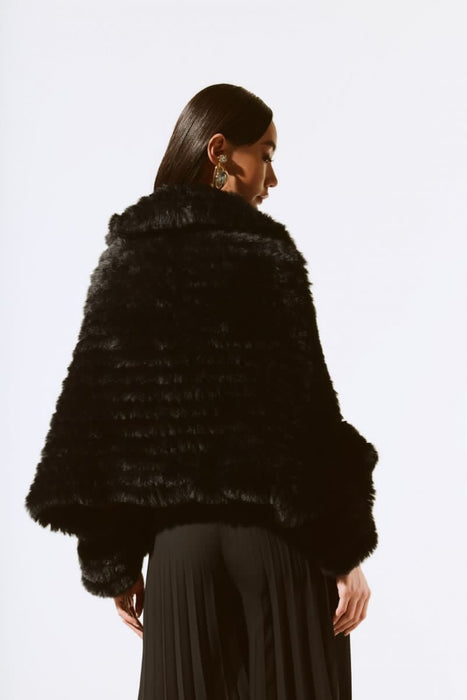 Joseph Ribkoff Black Oversized Faux Fur Cape Cover-Up 243758