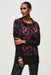 Joseph Ribkoff Style 243247 Black/Pink Abstract Print Cowl Neck Boxy Top