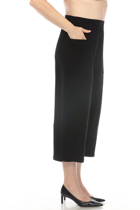 Joseph Ribkoff Black Pull On Cropped Wide Leg Pants 242104