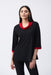 Joseph Ribkoff Style 243163 Black/Lipstick Red Contrast Trim Cowl Neck Raglan Sleeve Tunic Top